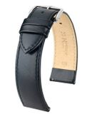 HIRSCH Osiris Horlogebandje - Cow boxleer, 20 mm Breedte bevestiging, glanzend zwart