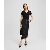 Karl Lagerfeld T-shirt en lin mélangé à encolure en V Noir