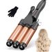 BESTOPE RAY 25 mm golvende haren, 3 vaten Beach Wave krultang, keramische krultang met 2 temperaturen 150-210 °C, snel verwarmend, zeemeermin golven, krulgereedschap met hittebeschermende handschoen