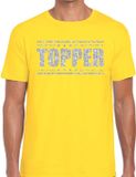 Bellatio Decorations Toppers Geel Topper shirt in zilveren glitter letters heren - Toppers dresscode kleding L