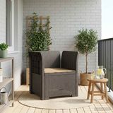 vidaXL Fauteuil met Kussen Rieten Look PP Lichtgrijs