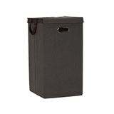 Household Essentials Wasmand, stevige polyester zijden met bevestigd magnetisch deksel, geplaveid, grijs