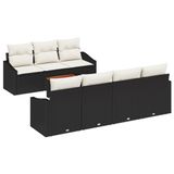 vidaXL Tuinbank Set 3-zits Zwart en Crème Polyrattan
