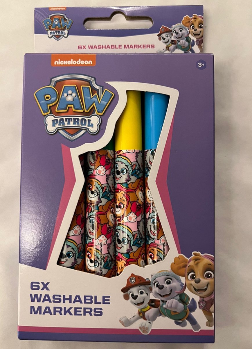 PAW Patrol Uitwasbare stiften pink 6 stuks | diverse varianten pink