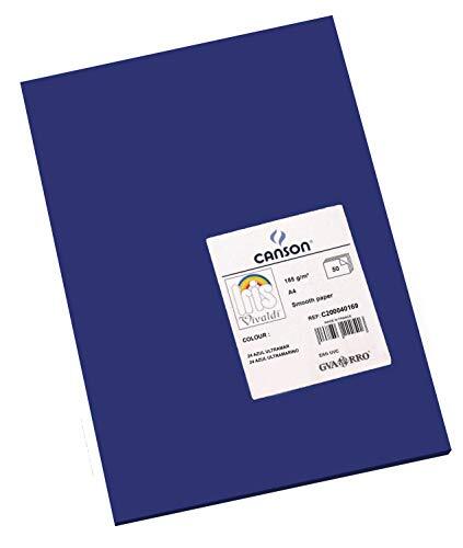 Canson Iris Vivaldi A4 120 gsm Glad Kleurpapier - Licht Grijs 185gsm - 50 vel A4 - 21x29.7cm Ultramarijn