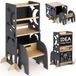 COSYLAND Tour d'apprentissage pliable Montessori pour tout-petits avec tableau, tour d'apprentissage pour enfants, pour cuisine, table, salle de bain, chêne noir
