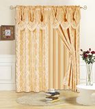 All American Collection Nieuwe 4-delige lakenset met bijgevoegde volant en doorschijnend met 2 stropdasruggen inbegrepen (96 inch lengte, goud)