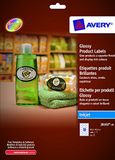AVERY - 180 glanzende zelfklevende ovale etiketten, personaliseerbaar en bedrukbaar. 63,5 x 42,3 mm inkjetprinter. (J8102-10)