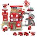 Garage de pompiers - 2 étages - Avec lumière et son - 3 voitures et hélicoptère