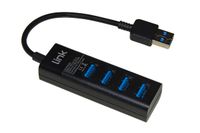 LINK LKHUB304 Hub 4 poorten USB 3.0 met kabel, zwart, 15 cm