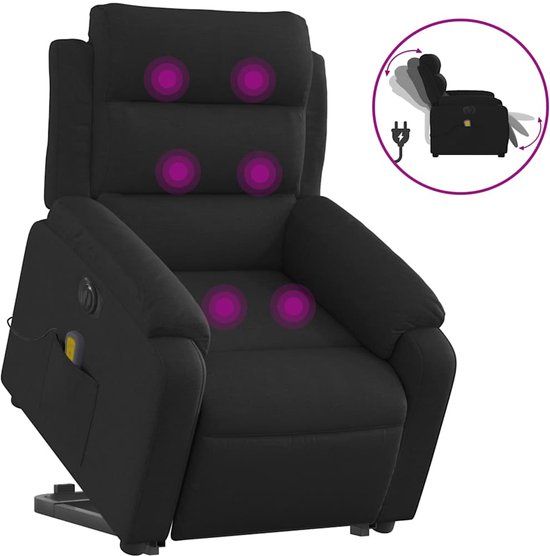 vidaXL Sta-op-massagestoel elektrisch verstelbaar stof zwart