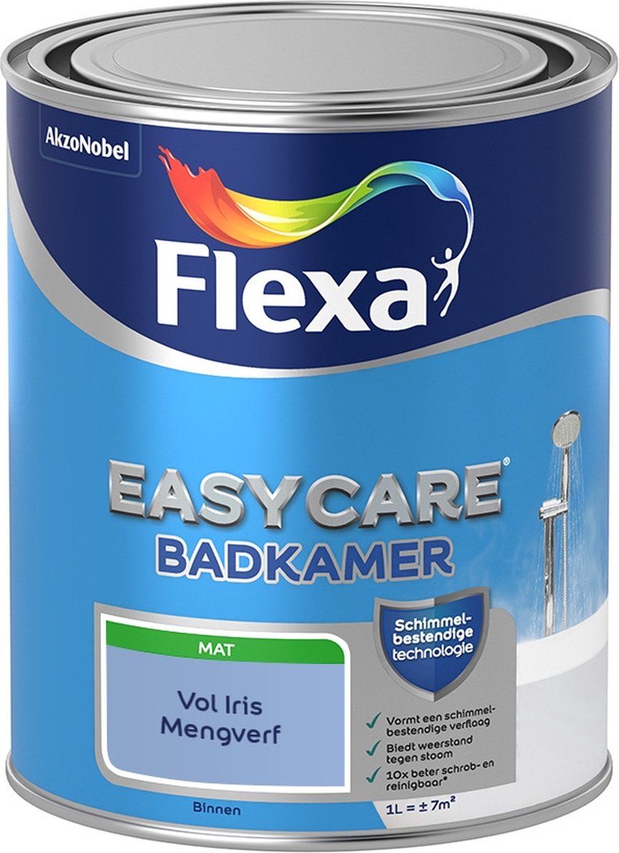 FLEXA Easycare Muurverf - Badkamer - Mat - Mengkleur - Vol Iris - 1 liter