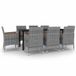 vidaXL 9-delige Tuinset met kussens poly rattan en glas