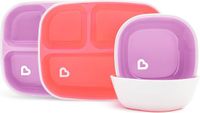 Munchkin Splash Set Van Borden En Kommen Met Vakken, Set Voor Babyvoeding, 2 Borden & 2 Schaaltjes, Vanaf 6 Maanden, BPA-vrij - Roze/Paars