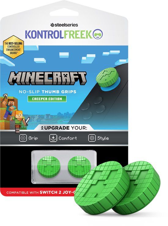 KontrolFreek No-Slip Thumbgrips - Switch 2 - Minecraft Creeper Edition - Green