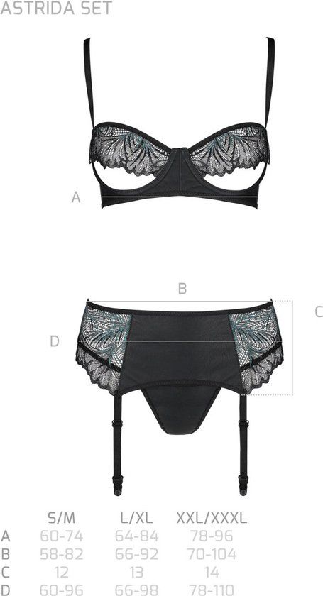 Passion-Exklusiv Astrida 3pcs set black