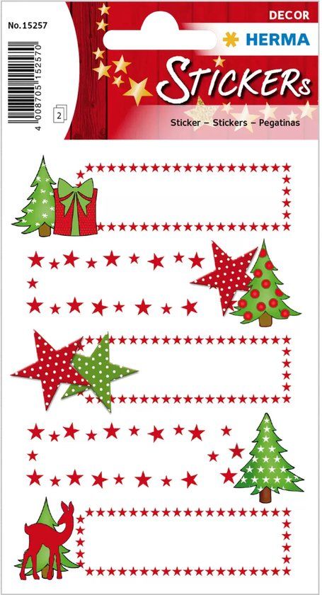 HERMA 15257 Stickers Décor Kerst geschenksticker ster + spar glitter