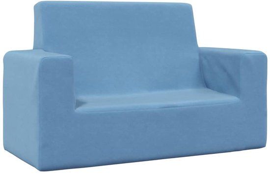 vidaXL Kinderbank 2-zits zacht pluche blauw