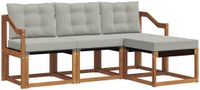 vidaXL Loungeset Bank 4-delig Acacia Hout Natuurlijk/Lichtgrijs