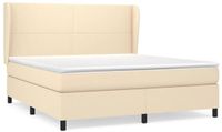 vidaXL Boxspring met matras stof crèmekleurig 180x200 cm