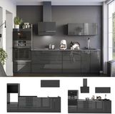 Vicco Complete keukeneenheid Fame-Line, Anthracite High Gloss/Anthracite, 280 cm
