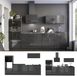 Vicco Complete keukeneenheid Fame-Line, Anthracite High Gloss/Anthracite, 280 cm