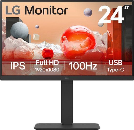 LG 24BA750 - 23.8 inch Monitor - 1920 x 1080 - IPS - 100Hz - USB-C - Black