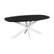 QUVIO Eettafel Sofia - Deens ovaal - 180x90 cm - Witte kruispoot - FSC® gecertificeerd mangohout - Zwart