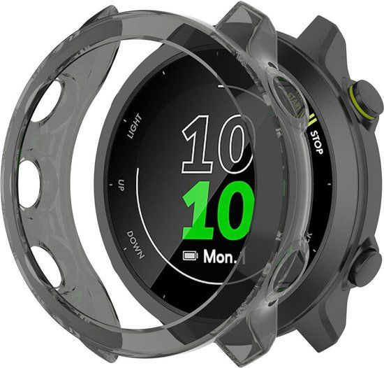 Strap-it Schokabsorberend TPU bescherm hoesje - soft case voor Garmin Forerunner 55 - transparant-zwart