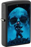 Zippo Stormaansteker, Space Soldier, mat zwart, Black Light, hervulbaar, herbruikbaar, windbestendig design, geschenkdoos, gemaakt in de VS