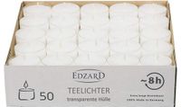 EDZARD Theelicht Nightlights 50er Box transparant deksel brandtijd ca. 8 uur