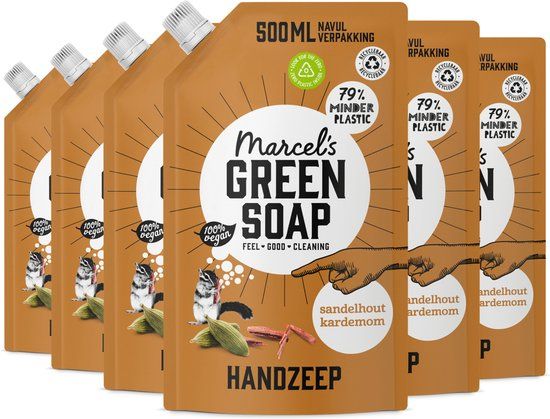 Marcel's Green Soap Handzeep Navulling - Sandelhout & Kardemom - 6 x 500ml