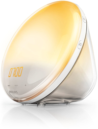 Philips Wake-up Light met simulatie van gekleurde zonsopkomst