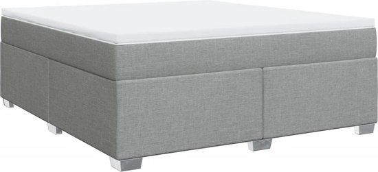 vidaXL Boxspring met matras stof lichtgrijs 180x200 cm