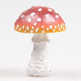Merkloos / Sans marque Imhof & Stevens B.V. Deco huis/tuin beeldje paddenstoel - vliegenzwam - rood/wit - 8 x 10 cm - Herfst decoratie