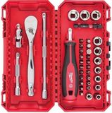 Milwaukee 38-delige dopsleutelset 1/4" in PACKOUT ready box 38-delig