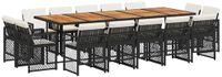 vidaXL 15-delige Tuinset met Kussens Poly Rattan Zwart
