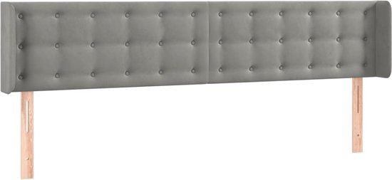 vidaXL Hoofdbord met randen 203x16x78/88 cm fluweel lichtgrijs