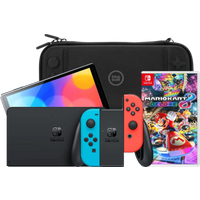 Nintendo Switch OLED Blauw/Rood + Mario Kart 8 Deluxe + BlueBuilt Beschermhoes