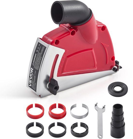 VEVOR Afzuigkap Haakse Slijper 6 Klemschijven Compatibel met 100-125mm Rood