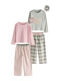 Next - Meisjes - Set van 2 geweven pyjama's met wijde pijpen - Groen/Roze