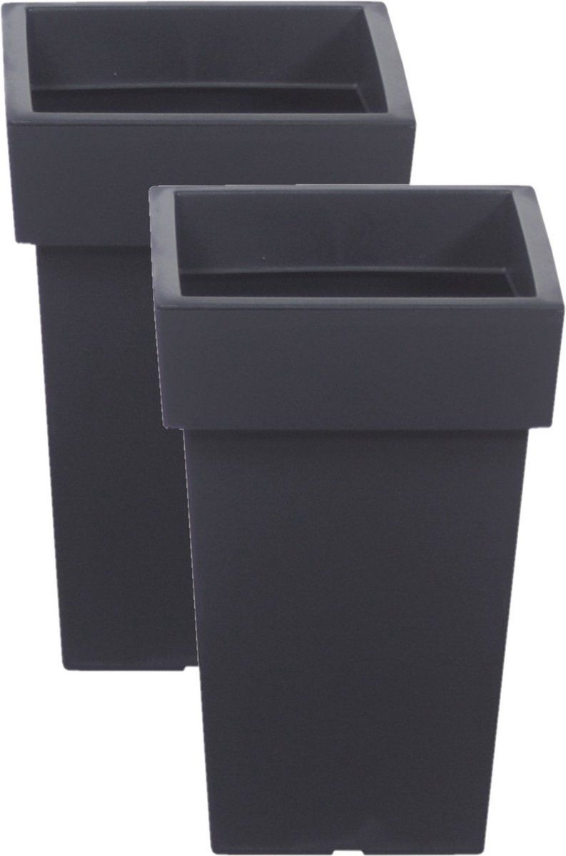 Prosperplast Square - Plantenpot - 29 cm - Antraciet grijs - 2 stuks