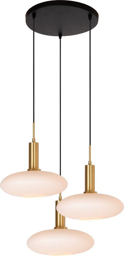 Lucide SINGALA Hanglamp - Ø 55 cm - Mat Goud / Messing - 3xE27 - Met Dimfunctie