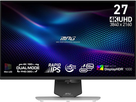 MSI MPG 274URDFW E16M computer monitor 68,6 cm (27") 3840 x 2160 Pixels 4K Ultra HD LED Zwart, Wit