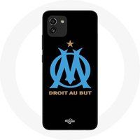 Olympique de Marseille Logo Zwarte Achtergrond Maniacase Hoesje voor Samsung Galaxy A03