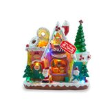 Avilia Northlight Kerstdorp met ledlampen, roterende boom en kerstmuziek, handbeschilderde decoratie met USB-kabel en batterijen, lichtgevende animatiedorp voor thuis of feestelijk cadeau