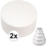 Rayher hobby materialen Rayher Piepschuim vormen schijf - 2x - 30 cm breed en 7 cm hoog - wit - knutselen - taartschijf - cirkel