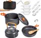 Overmont Camping kookgerei set outdoor servies set kookpan set grillservies picknick pan met koffiepot theepot aluminium