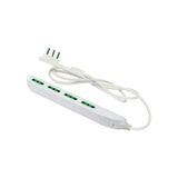 Fanton 47404 Slim meervoudige contactdoos, 1,5 meter, 4 tweepolige stopcontacten met grote klok