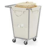 SONGMICS 1-sectie wasmand met wielen, 34,3 liter (130 L) mand | Wassorteerder, verwijderbare zakken, zwaar stalen frame, crèmewit en zilver, STEVIE Collection URLS008W01